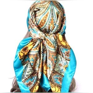 NWT Bohemian Teal and Gold Paisley Scarf - Gorgeous